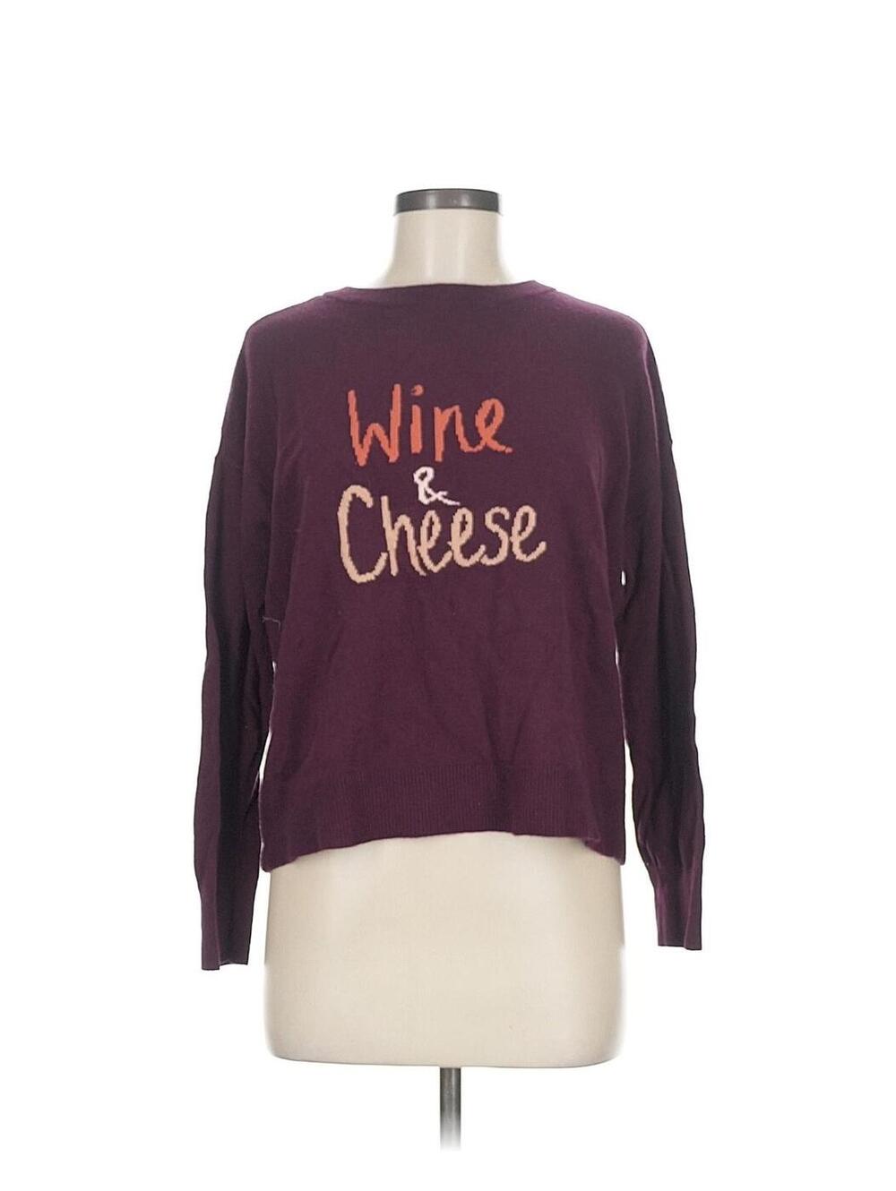 LOFT 'Wine & Cheese' Embroidered Sweater Medium